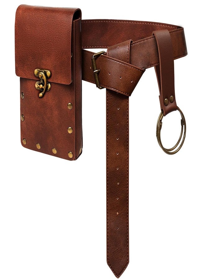 Orgoue Renaissance Belt Pouch Waist Bag Fanny Pack, Steampunk Phone Holder Medieval Leather Skirt Hike Costume Accessories - Image 1